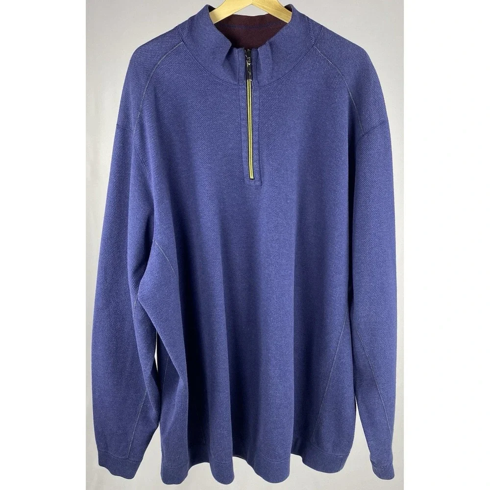 Tommy Bahama Flipshore Reversible Half-Zip Sweatshirt 3XLT Blue Burgundy Preppy